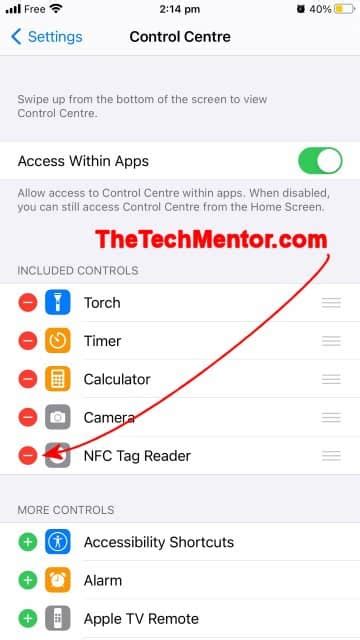 remove nfc tags from iPhone